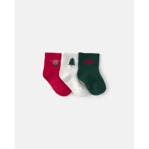 Baby Boy 3-Pack Christmas Icon Booties - Red/White/Green | Carter's