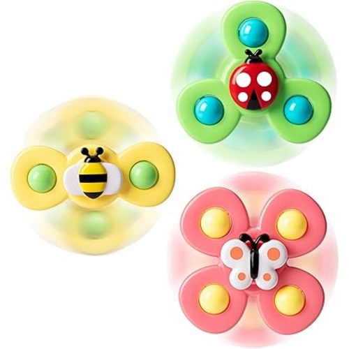 3PCS Suction Cup Spinner Toys for 1 2 Year Old Boys Spinning Toys Baby Toys 12-18 Months Sensory Toys for Toddlers 1-3 Easter Basket Stuffers Gifts for 1 Year Old Girls