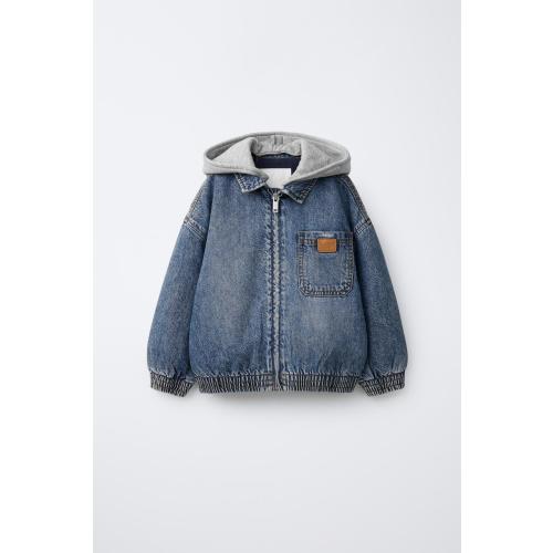 DENIM JACKET WITH REMOVABLE FLEECE HOODIE - Blue | ZARA United States