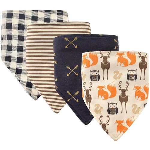 Hudson Baby Unisex Baby Cotton Bandana Bibs, Forest, One Size