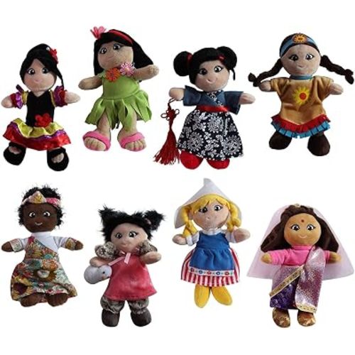 Snuggle Stuffs Soft Plush Around The World 8" Dolls, 8 Pack