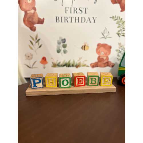Custom Vintage Letter Block Baby Name Plate