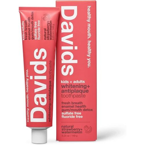 Davids Kids & Adults Fluoride Free Whitening Strawberry Watermelon 5.25oz