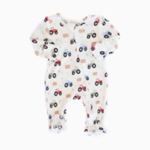 Caden Lane Bamboo Waffle Zipper Footie - Little Farmer, 3-6 M