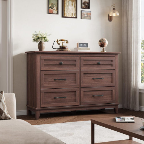 Winston Porter Chic 6-Drawer Wooden Dresser, 47" Wide Storage Cabinet | Wayfair