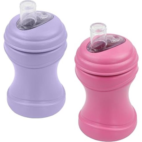 Re-Play 8oz Pack of 2 Transition Sippy Cups for Baby Toddler, Medical Grade Silicone Soft Spout & Travel Lid, Easy to Hold Hourglass Shape, Made in USA from Recycled Milk Jugs - Princess