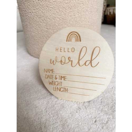 Birth milestone card / Birth keepsake card / Newborn birth details / Baby's name and weight / Hello World rainbow