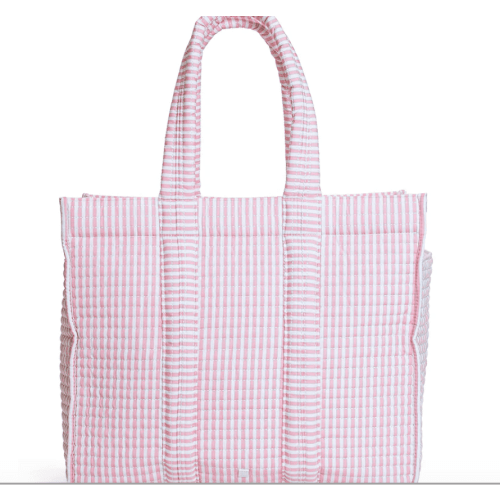 Quilted Go Go Tote- Pimlico Stripe Dusty Rose