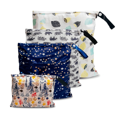 Pack of 4 Wet Bag Waterproof Nappy Bag for Travelling Wet Bag Nursery Wet Bag Nursery Laundry Bag Nursery Wetbag Cloth Nappies Laundry Bag Nursery Waterproof Nappy Bag for Baby : Amazon.de: Baby Products