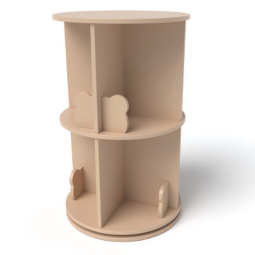 2 Tier Freestanding Kids Rotating Bookshelf Storage Rack with Bear Baffles