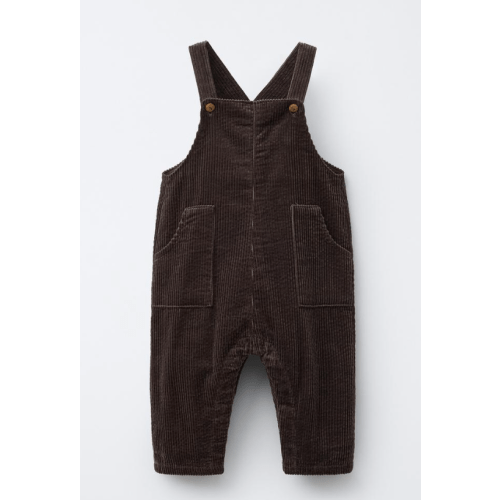 LONG CORDUROY OVERALLS - Dark brown | ZARA United States