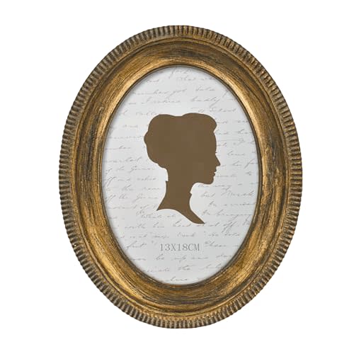 AELS 5x7 Inch Vintage Oval Picture Frame, Elegant Antique Ridged Design Photo Frames with Glass Front, Photo Display, Tabletop Wall Hanging, Gift Ideas, Distressed Bronze