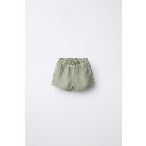 100% LINEN SHORTS - Khaki | ZARA United States