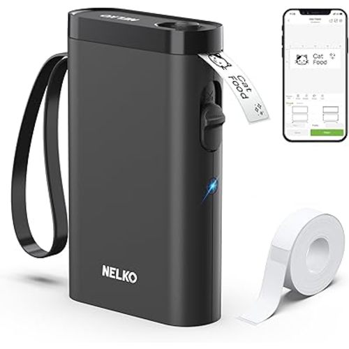 Nelko Label Maker Machine with Tape, P21 Bluetooth Label Printer, Wireless Mini Label Makers with Multiple Templates for School Office Home, Black