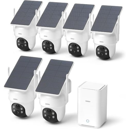 aosu D1 Classic 6-Cam Kit, Security Cameras Wireless Outdoor, Solar Powered