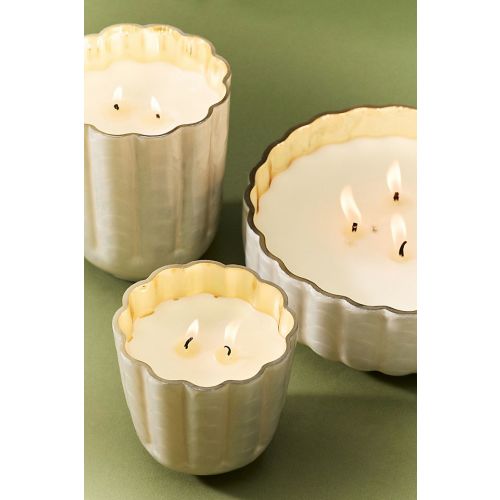 Capri Blue Volcano Scalloped Capiz Glass Candle