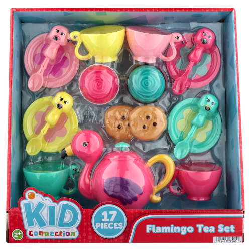 Kid Connection Flamingo Pretend Play Tea Set, 17 Pieces