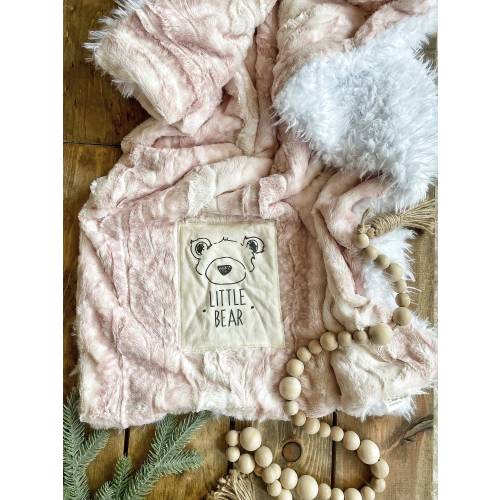 Pink Fawn Minky Baby Blanket: Handmade Woodland Nursery Decor
