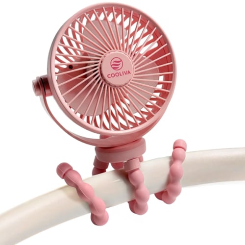 COOLIVA Portable Pram Fan for Baby, Flexible Tripod Wrap Legs Stroller Fan, Quiet Rechargeable Cooling Fan with 360° Rotation & Up to 15H Runtime for Car Seat, Crib, Bunk Bed and Travel, Pink : Amazon.com.au: Baby