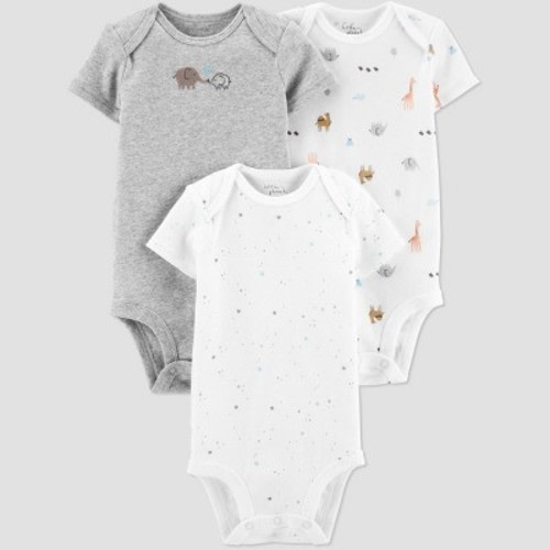 Baby 3pk Elephant Bodysuit - little planet organic by carter's Gray, Size: Newborn