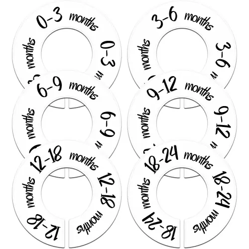 Pro Goleem Baby Closet Dividers Unisex Baby Closet Organizer for Nursery Baby Clothes Size Age Dividers Fits 1.5" Rod 6 PCS
