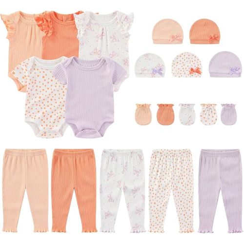 MAMIMAKA Newborn Layette Gift Set 20-Piece Cotton Baby Boy Girl Clothes Essentials and Accessories
