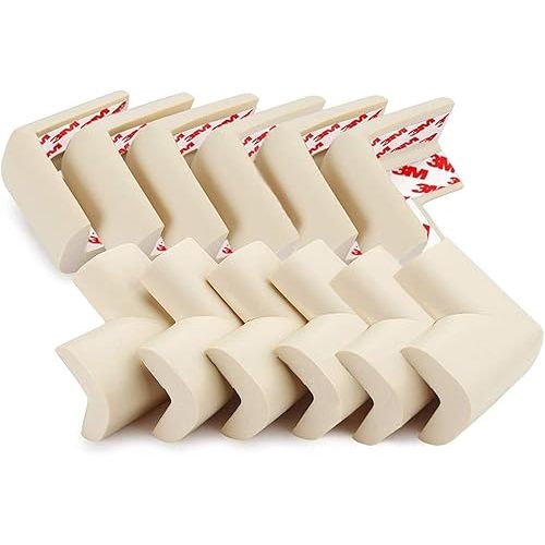 DYKESON Soft Corner Protector, Baby Safety Cushion, Corner Bumpers for Furniture, Corner Proofing for Baby, Corner Cushion, Table Edge Protector, Baby Proofing Edge, Corner Guards, 12 Pack, Beige