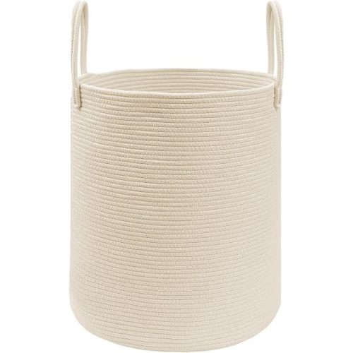 60L Cotton Rope Laundry Basket Hamper, Beige