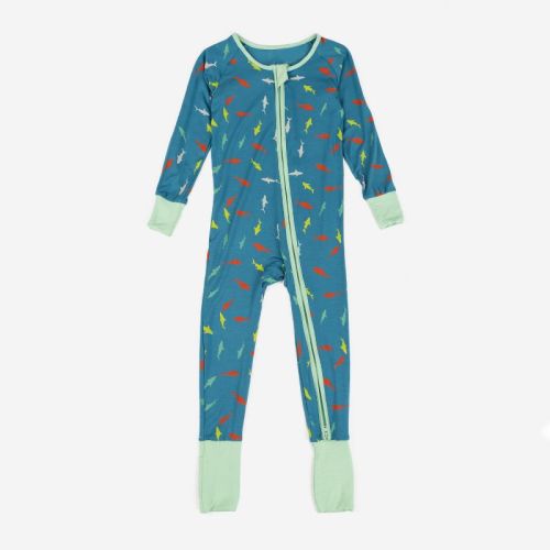 Leveret Kids Footed Bamboo Pajamas Fish 0-3 Months