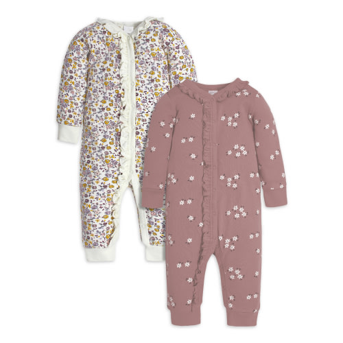 Modern Moments by Gerber Baby Girl Coveralls, 2-Pack, Sizes Newborn-24M