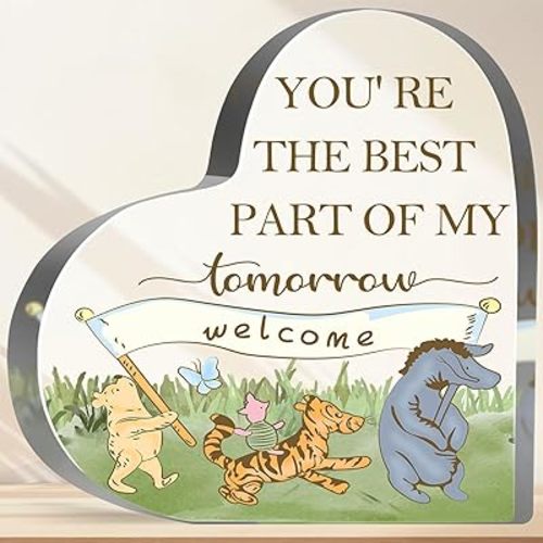 Winnie Gifts for Women You're the Best Part Decor Winnie Acrylic Heart Inspirational Quotes Motivational Gifts for Friends Coworkers Teacher Boss Desk Office Sign Plaque