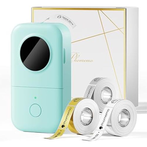 Phomemo Label Maker Machine with Tapes - White/Clear/Gold Labels, D30 Portable Handheld Bluetooth Mini Label Makers, Multiple Templates Fonts Icon, Thermal Small Label Printer Rechargeable for Home
