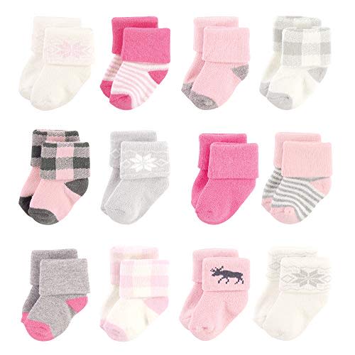Hudson Baby Baby Girls' Cotton Rich Newborn and Terry Socks