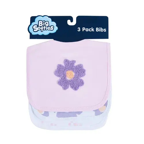 Big Softies Cotton Bib 3 Pack Flower | Baby Bunting AU