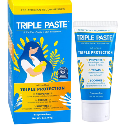 Triple Paste Diaper Rash Cream for Baby - 3 oz Tube - Zinc Oxide Ointment Treats, Soothes and Prevents Diaper Rash - Pediatrician-Recommended Hypoallergenic Formula with Soothing Botanicals