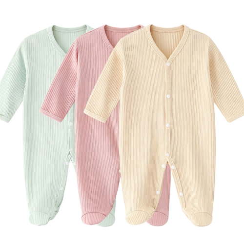 Nilvkv Newborn Onesies, Newborn Sleepers, Toddler 3-Pack Ribbed Round Neck Footed Sleeper Set Soft Cotton Breathable One-Piece Green 0-6 Months