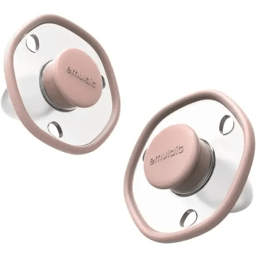 Emulait Baby Pacifier 2-Pack – Soft Silicone Newborn Pacifiers for Breastfed Babies, Orthodontic Shape, 0–6 Months, Rose