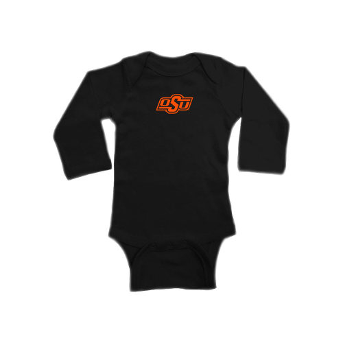 Oklahoma State Cowboys Baby Black Primary Logo Long Sleeve One Piece