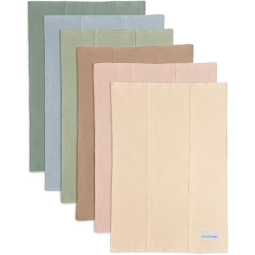 Comfy Cubs Baby Burp Cloths Set (Pack of 6) - Large, 6-Layer, Ultra Absorbent 100% Cotton for Infant Spit-Up, Drool, and Messes - Soft, Gentle, Thoughtful New Born Baby Gifts, Multi