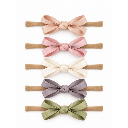 Baby Girl Headband Bows | 5-Pack Petite Nylon Bows, Blushed Sage – SpearmintLOVE