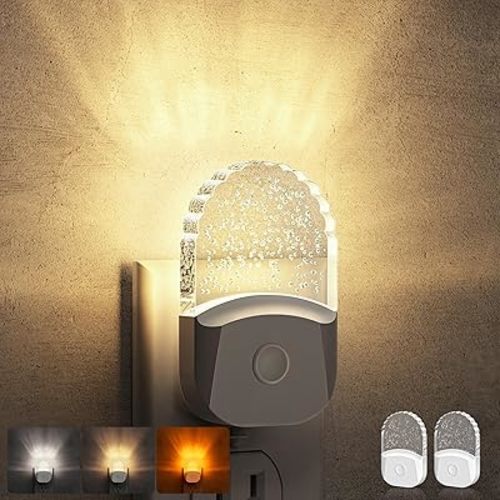 DORESshop Night Lights Plug Into Wall [2 Pack] 3CCT LED Night Light with Dusk to Dawn Sensor, Plug in Nightlight for Kids, Bathroom, Bedroom, Nursery Room (Amber-3000K-5000K)
