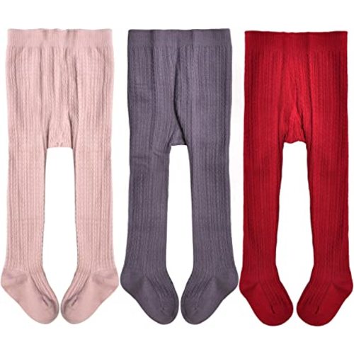 EPEIUS Baby Girls Tights Cable Knit Leggings Stockings Cotton Pantyhose for Newborn Infants Toddlers 3/6 Pack