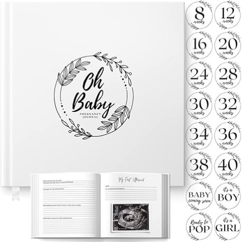LUMOSX Pregnancy Journal Memory Book - w/BONUS Baby Bump Stickers in the Gender Neutral Baby Book Memory - Baby Journal Is A Pregnancy Must Haves, Best Gifts For Expecting Moms, Baby Shower Gifts, A First Time Mom Essentials and Experienced Moms