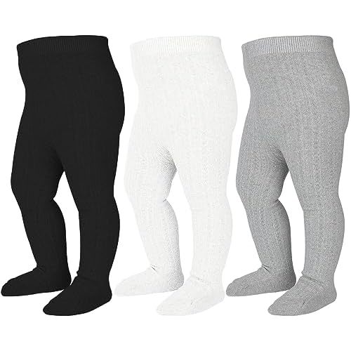 Baby Tights Cable Knit Tights Baby Leggings Seamless Cotton Stockings Pantyhose 3/4 Pack for Infants Toddlers 0-4T