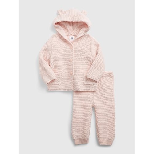 Baby Bear Sweater Outfit Set in milkshake pink, size: 3-6 M