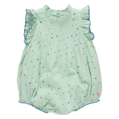 Baby Girls Jaipur Bubble- Pastel Green Polka Dot