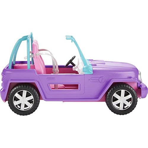 Barbie Off-Road Vehicle, Purple with Pink Seats and Rolling Wheels, 2 Seats, Gift for 3 to 7 Year Olds