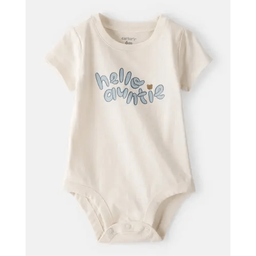 Baby 'Hello Auntie' Short-Sleeve Graphic Bodysuit - Cream | Carter's