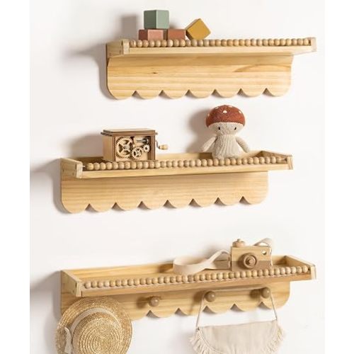 Maxpeuvon Nursery Book Shelves, Scalloped Floating Shelf, Bookshelves Wall