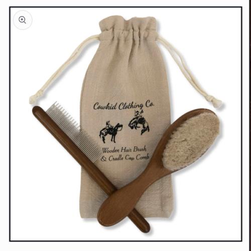 Wooden Hair Brush and Cradle Cap Comb Set – Cowkid Clothing Company